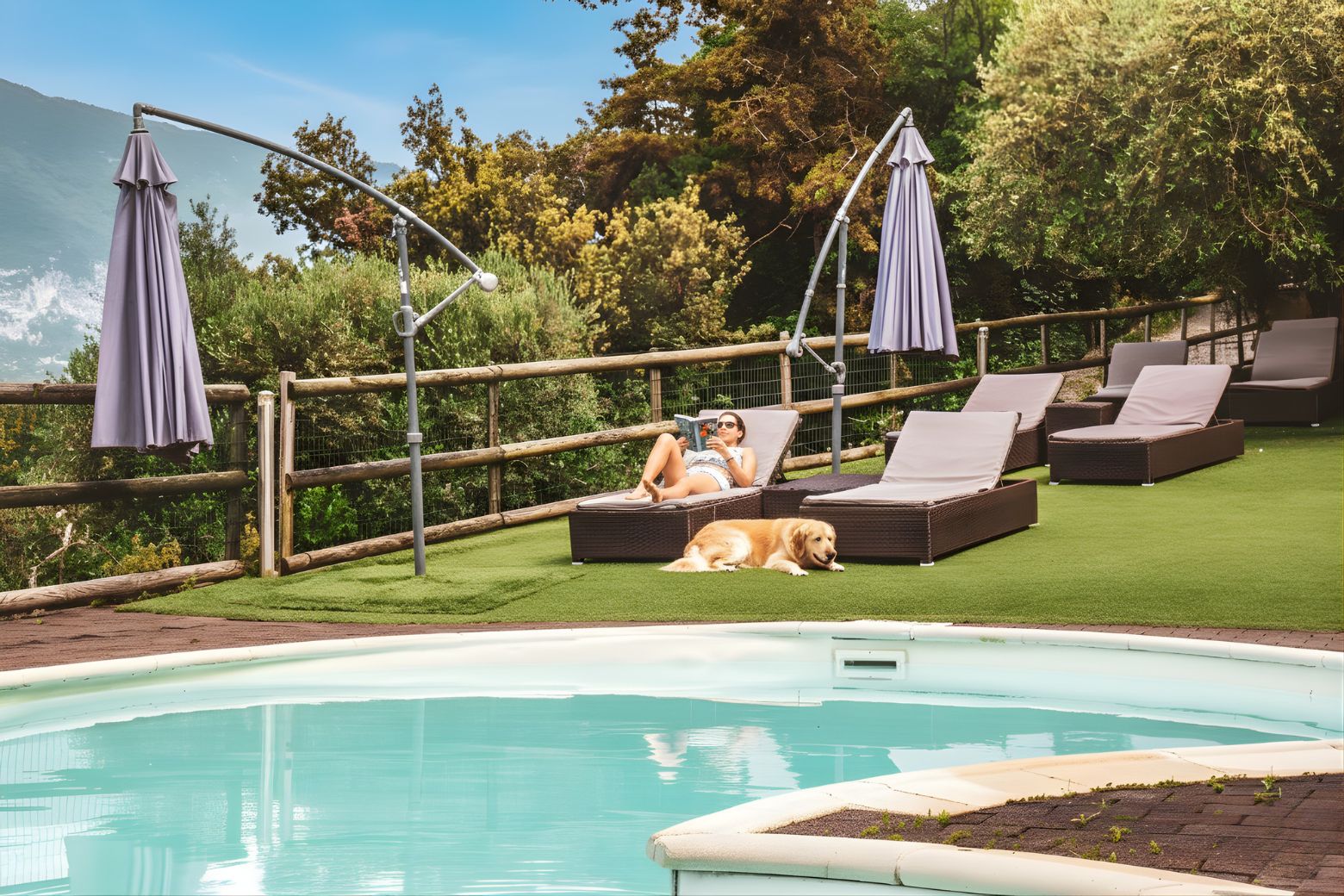 Pet friendly pool with lake view, Hotel Isola Verde Torbole Lake Garda